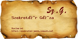 Szekretár Géza névjegykártya